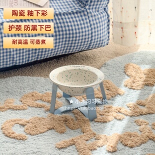 韩国宠物碗BRIDGE.DOG陶瓷飞碟小狗碗防黑下巴护颈双耳主粮零食水