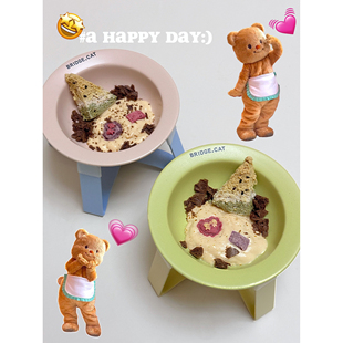 韩国宠物碗BRIDGE.DOG陶瓷飞碟托架防黑下巴护颈双耳主粮零食水碗