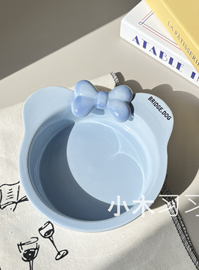 韩国bd碗大容量防打翻宠物狗碗喝水碗高颜值卡通ins蝴蝶结可爱