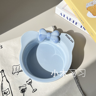 韩国bd碗大容量防打翻宠物狗碗喝水碗高颜值卡通ins蝴蝶结可爱