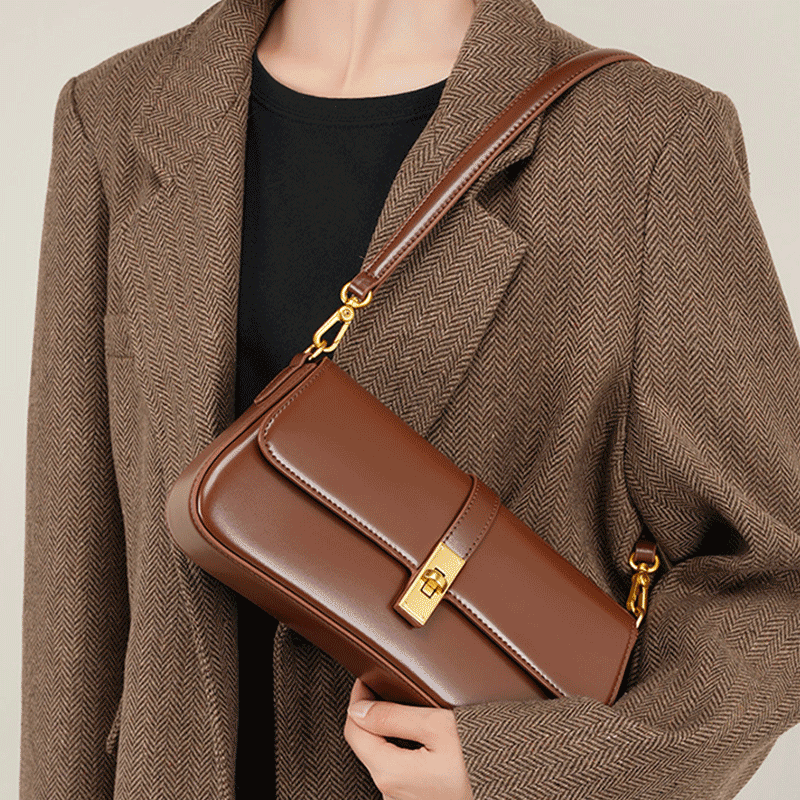 CadyKaula真皮女包腋下包牛皮高级感小众轻奢复古黑色法棍单肩挎