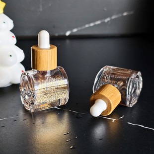 高级烫金滴管精油瓶空瓶便携香薰香水吸管精华瓶化妆品玻璃竹木盖