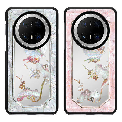 银色珍珠贝母蝴蝶适用于华为mate80Pro Max手机壳HUAWEI Mate70pro磁吸60Pro+防摔壳保护套