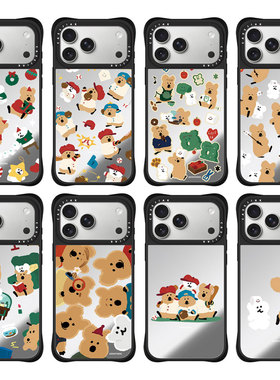 CASEJiAK可爱圣诞柿子熊四角防摔适用于iPhone苹果17 16Pro Max手机壳15 14Pro max磁吸13保护壳套