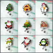 圣诞节礼物伸缩扣软胶护士医生工牌胸牌扣可爱卡套夹子卡通易拉扣