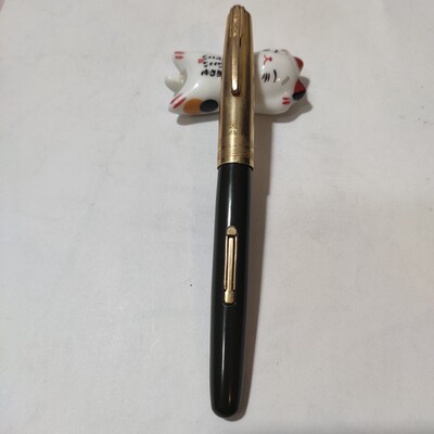 二手威迪文古董金笔 美产 星标金帽 侧拉杆上墨 F尖 灰色 收藏品