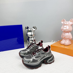 单鞋 韩版 加绒厚底显脚小银色百搭运动百搭休闲鞋 女2025新款 老爹鞋