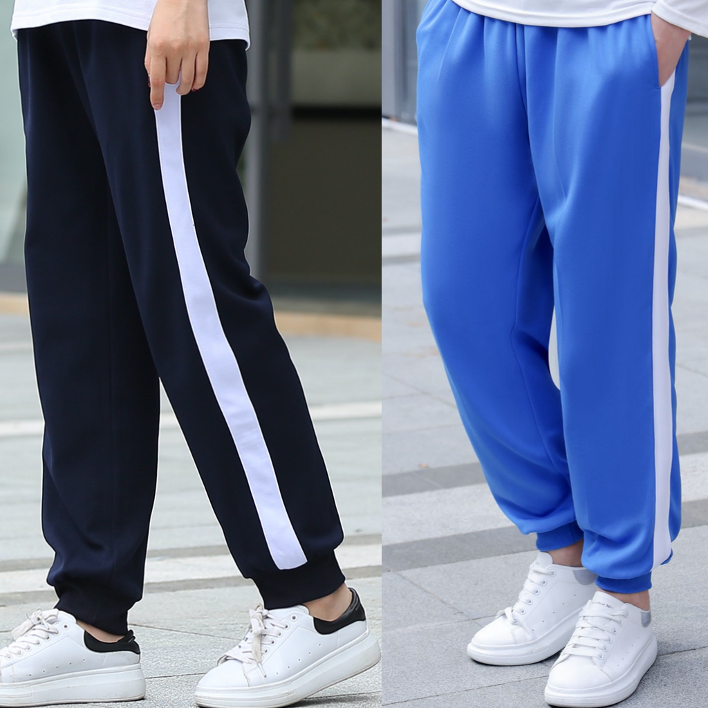 藏青色小学生束脚校服裤子