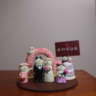 我们领证啦可爱结婚床头柜举手小摆件订婚宴摆台物件婚房布置装饰