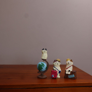 爱旅行的猫咪桌面地球仪小摆件 办公室工位装饰生日解压礼物女生