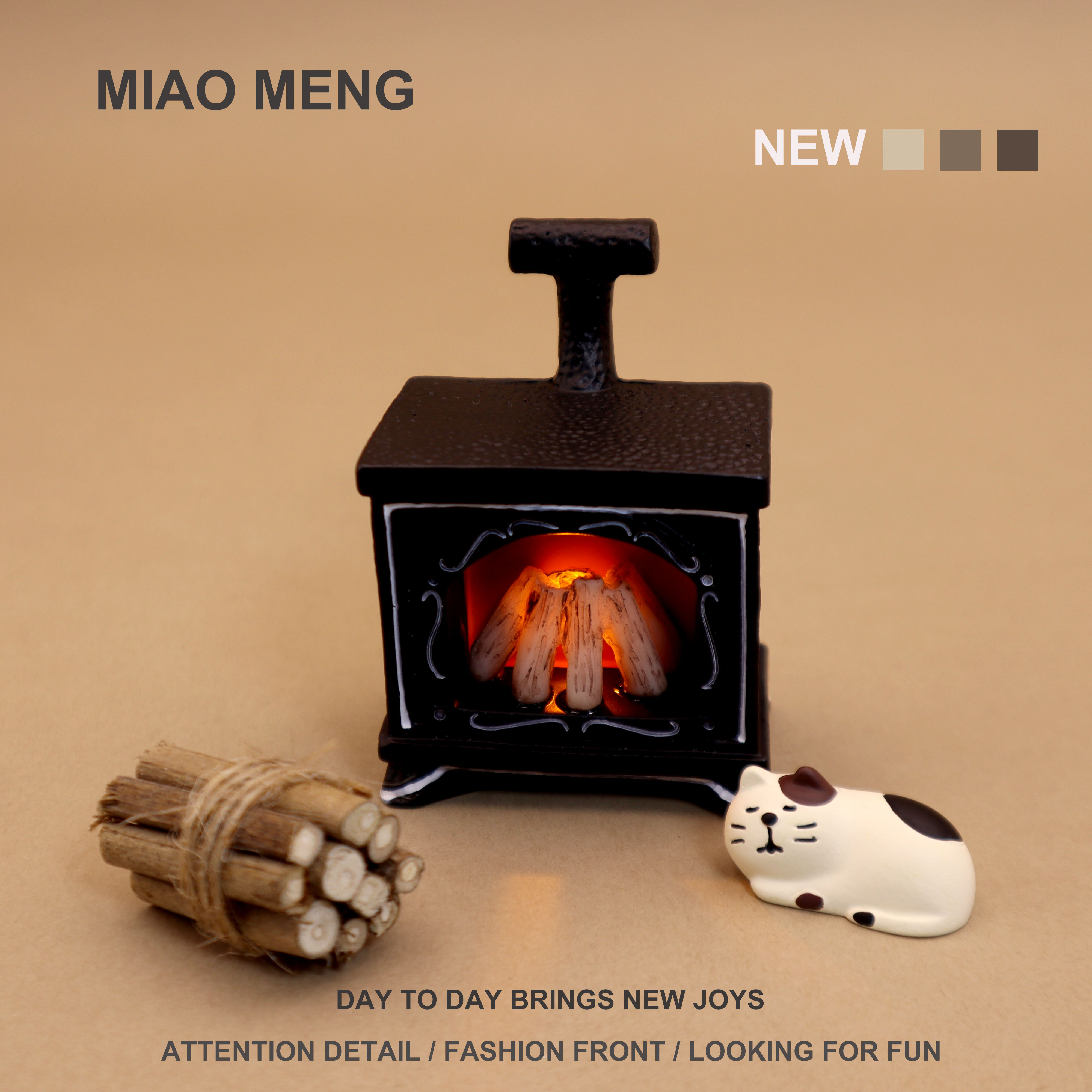 冬日的温暖 送TA一个小壁炉 猫咪迷你氛围灯桌面治愈小摆件装饰