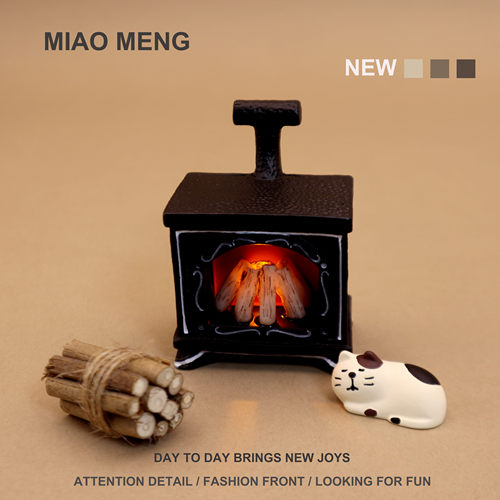 冬日的温暖 送TA一个小壁炉 猫咪迷你氛围灯桌面治愈小摆件装饰