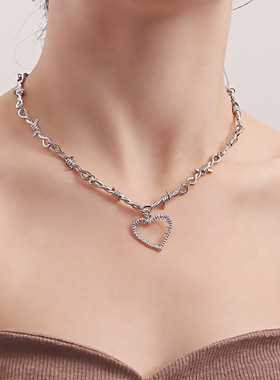 爱心荆棘刺项链嘻哈潮牌芒刺黑暗男女吊坠