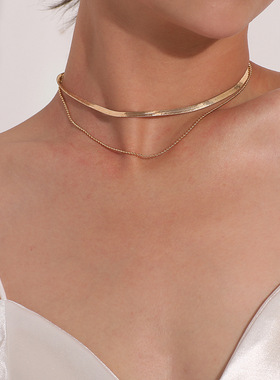 金属扭片多层简约项链女时尚嘻哈个性流行项饰