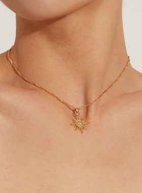 空中的太阳颈链项链女士锁骨链饰品高贵典雅造型