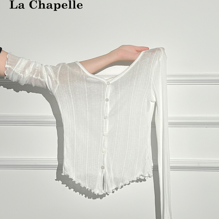 纯欲V领薄款木耳边防晒开衫