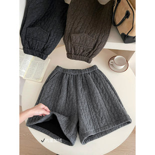 奥特莱斯~清仓捡漏夹棉羊绒针织麻花加绒短裤秋冬百搭阔腿a字靴裤