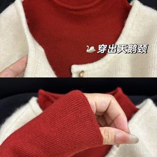 忍不住自留 秋冬半高领软糯毛衣针织上衣ins 圣诞新年红叠穿打底衫