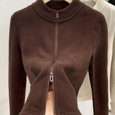 立领修身摇粒绒外套女冬季