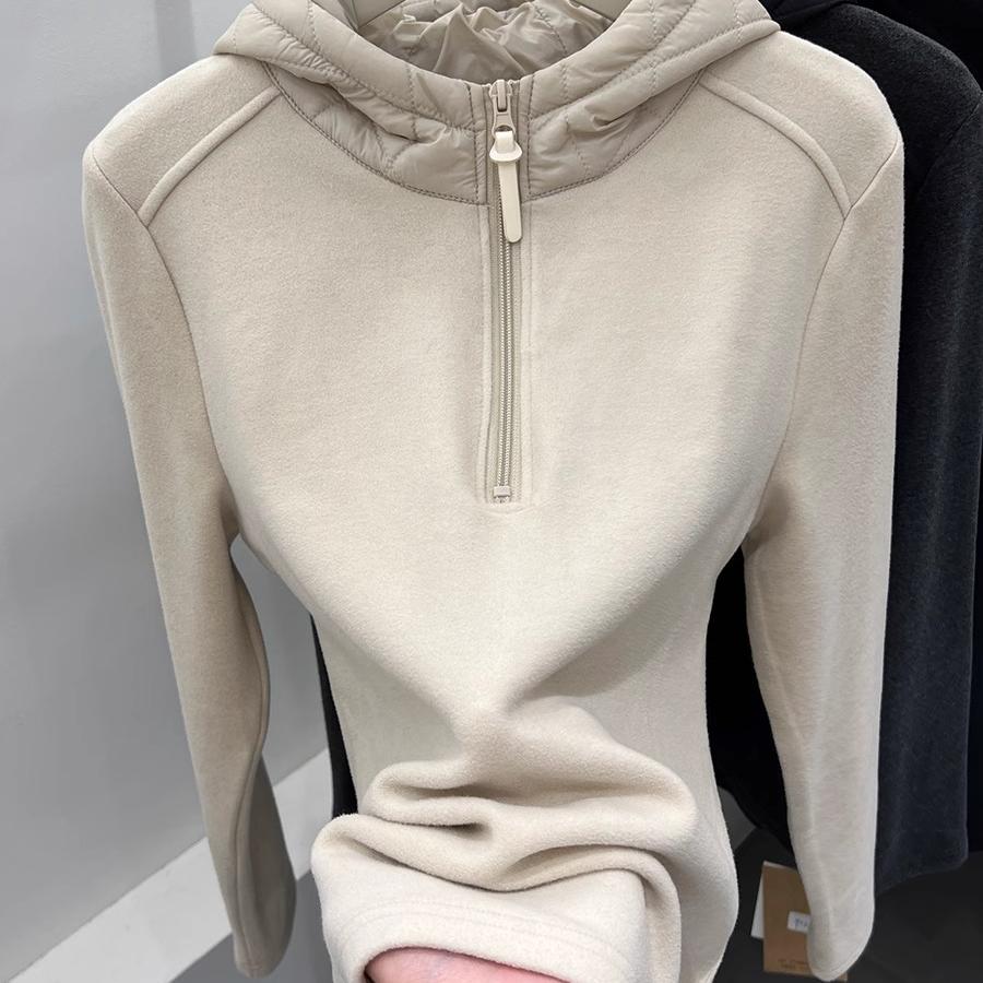 加绒长袖T恤连帽衫女上衣