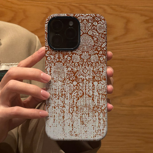 艺术棕色涂鸦花纹 适用苹果华为iPhone17ProMax手机保护外壳16 15Plus 14新款13磨砂12情侣11防摔Pura80男女