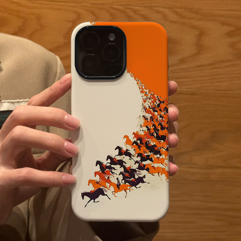 爱马仕橙万马奔腾 适用苹果华为iPhone17ProMax手机保护外壳16 15Plus 14新款13磨砂12情侣11防摔Pura80男女