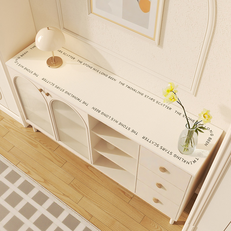 奶油风电视柜餐边柜台面保护垫轻奢高级感防水鞋柜防脏长方形盖布