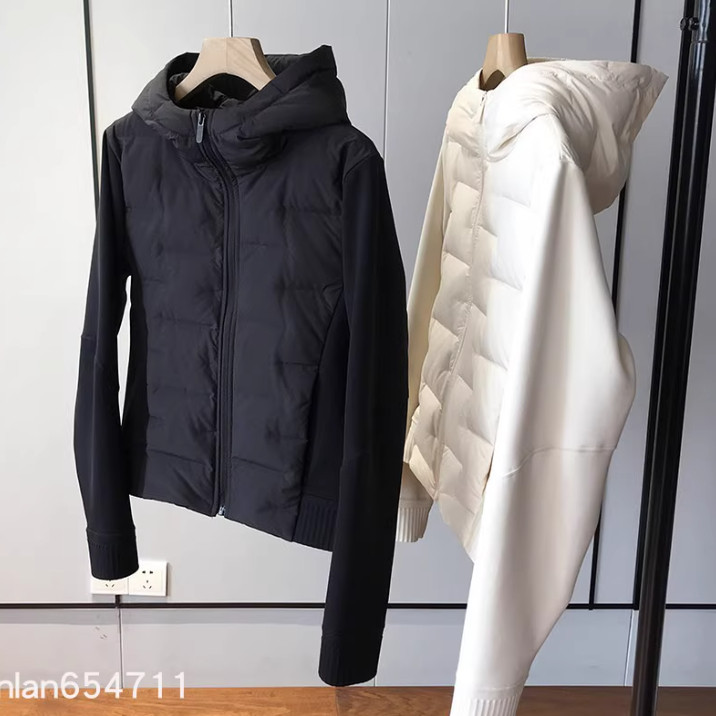 连帽拼接保暖外套轻薄短款羽绒服