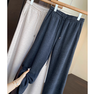 女秋冬2025新款 重磅醋酸羊毛保暖舒适高腰显瘦直筒阔腿裤 AMR