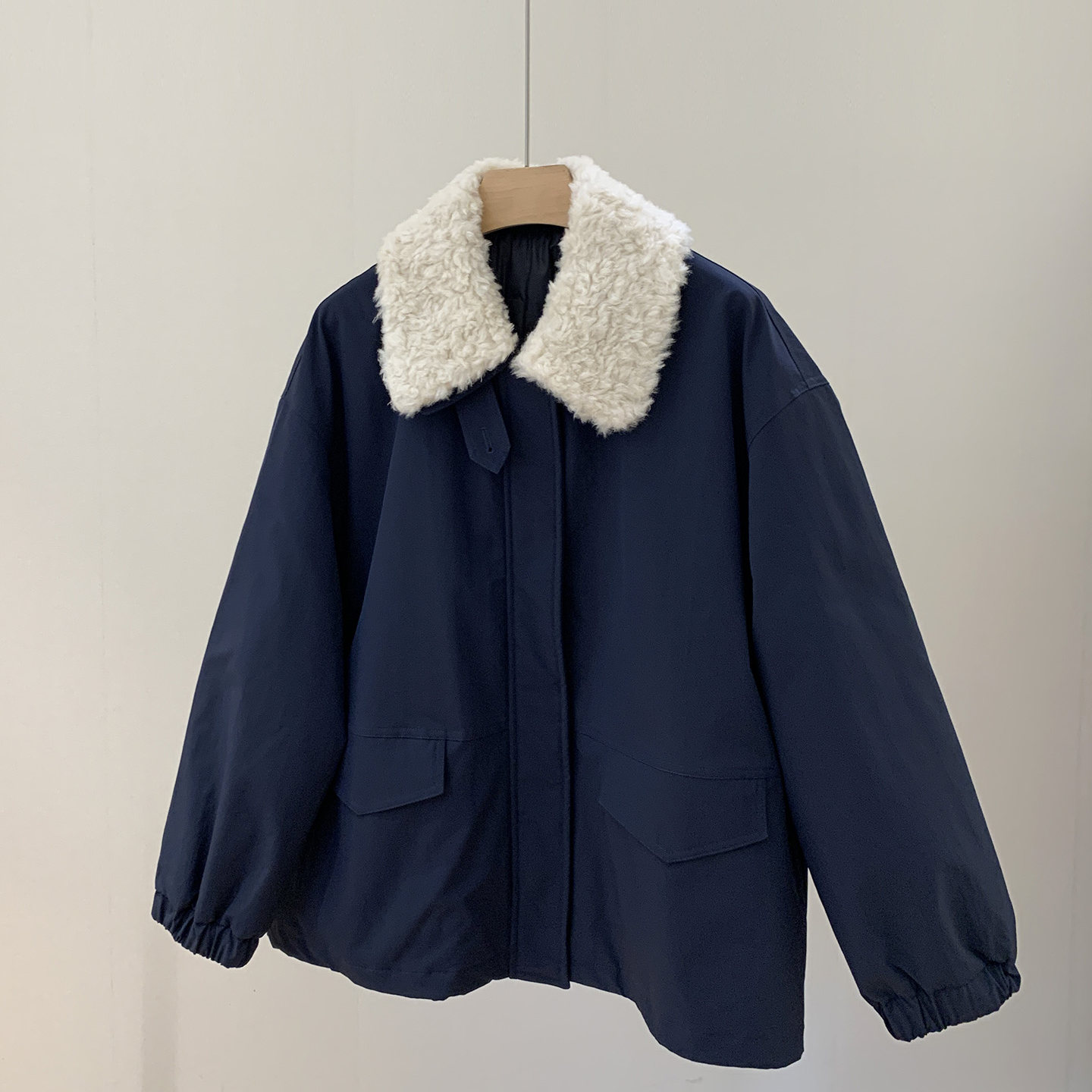 冬日氛围！厚实保暖90鹅绒可拆卸羊毛翻领9工装风长袖羽绒服外套