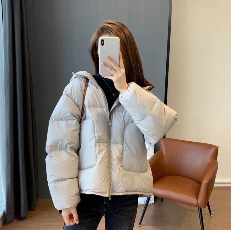 90白鹅绒连帽加厚羽绒服23冬季