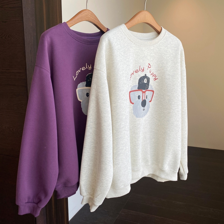 AMR UU◆萌趣减龄 少女感印花卫衣宽松显瘦长袖套头上衣女秋冬新