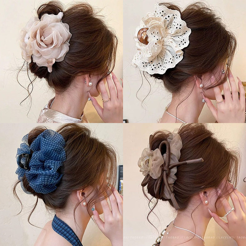 温柔花朵珍珠抓夹女2026新款发夹高级感精致鲨鱼夹后脑勺盘发发抓,饰品/流行首饰/时尚饰品新,民族风发饰,淘宝优惠券,粉丝福利购,淘宝优惠卷