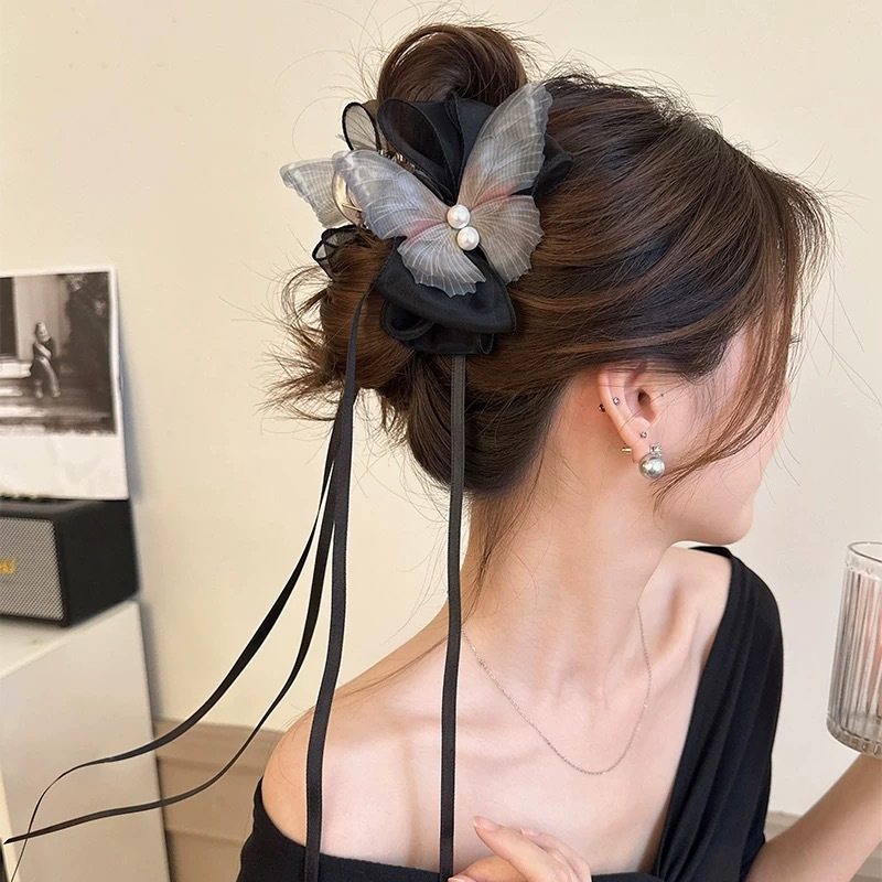 新中式国风飘带抓夹女2026新款轻奢高级感发夹后脑勺盘发鲨鱼夹子,饰品/流行首饰/时尚饰品新,民族风发饰,淘宝优惠券,粉丝福利购,淘宝优惠卷