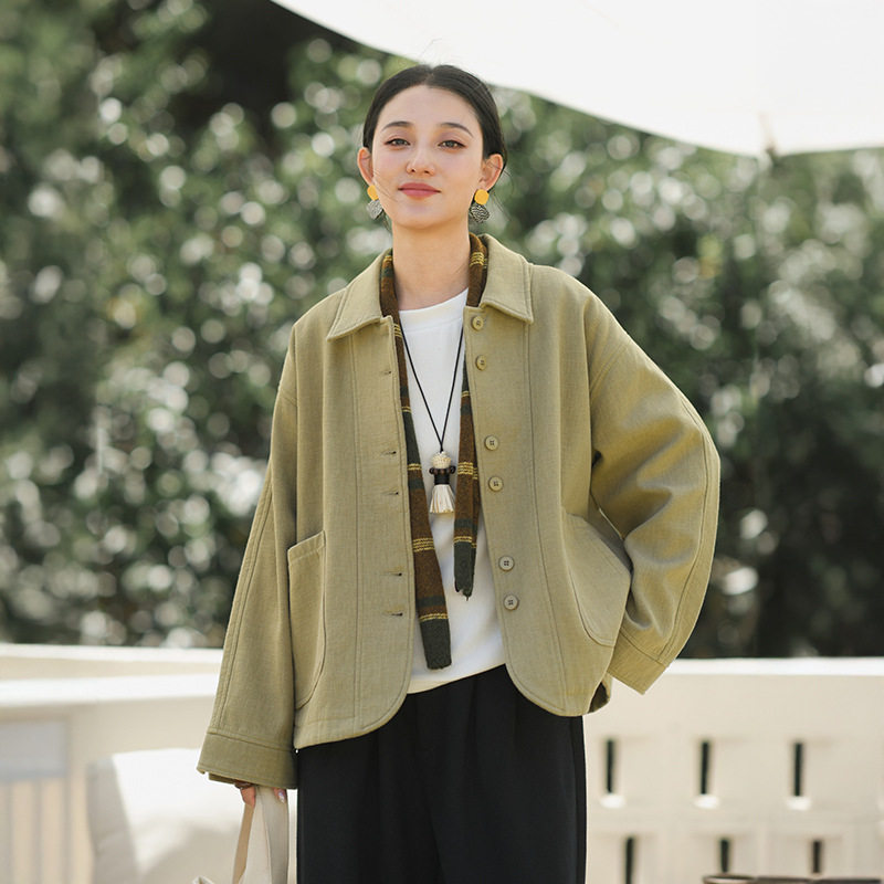 复古风鹿与安笛女装冬季短外套