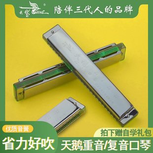 天鹅口琴24孔28孔入门儿童复音初学者成人专业演奏级重音C调口琴