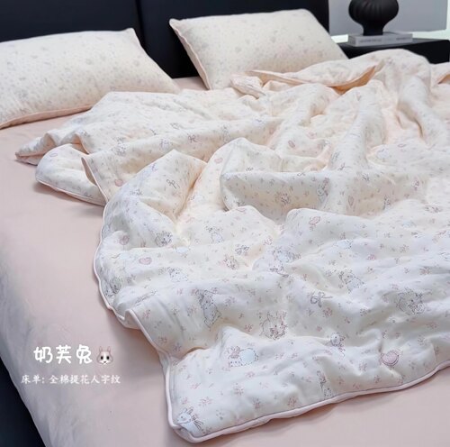 超柔软全棉双层纱夏凉被四件套A类纯棉纱布被芯可机洗柔软空调被