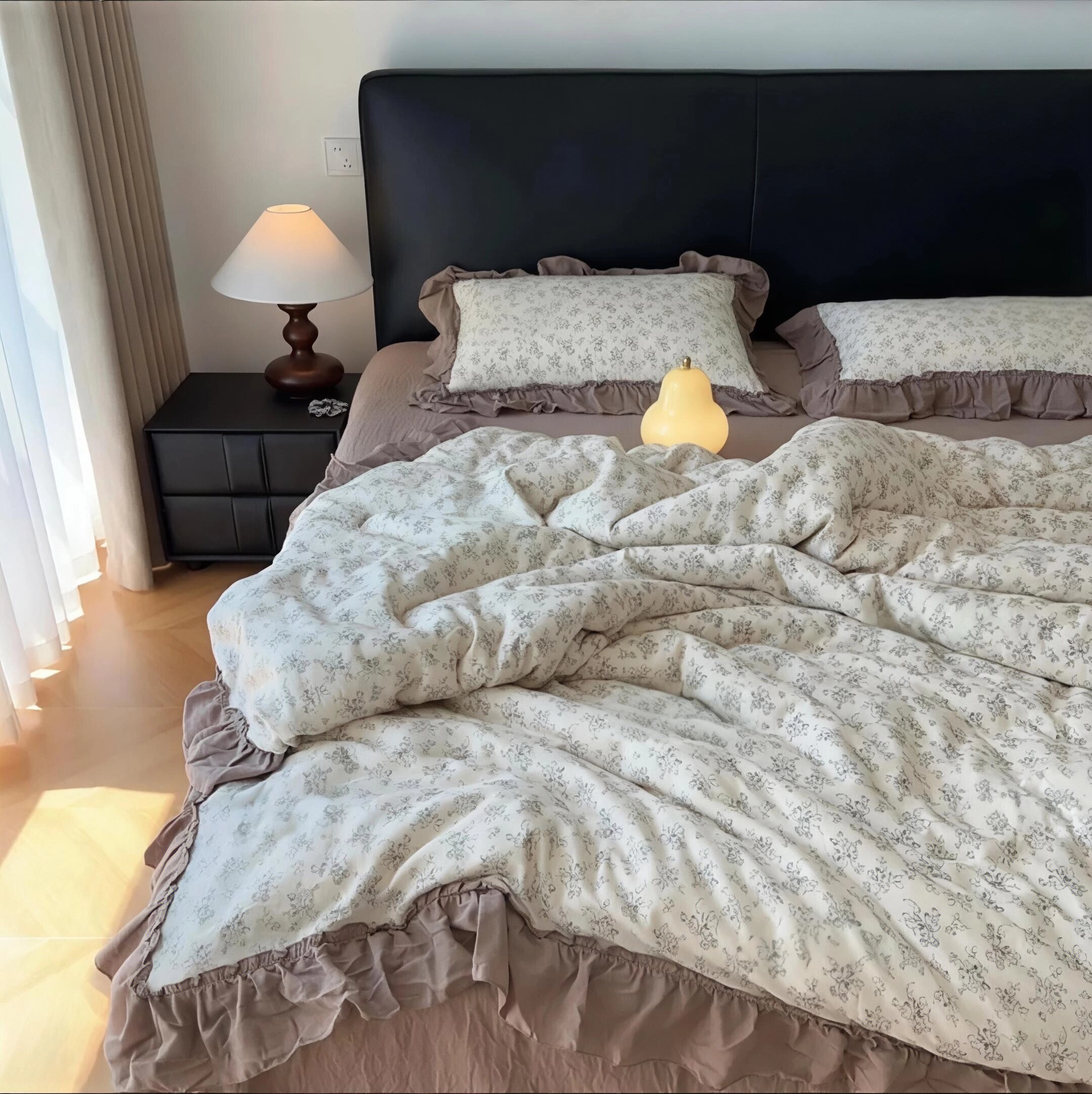 法式复古全棉双层纱四件套a类母婴纯棉大花边被套学生宿舍三件套