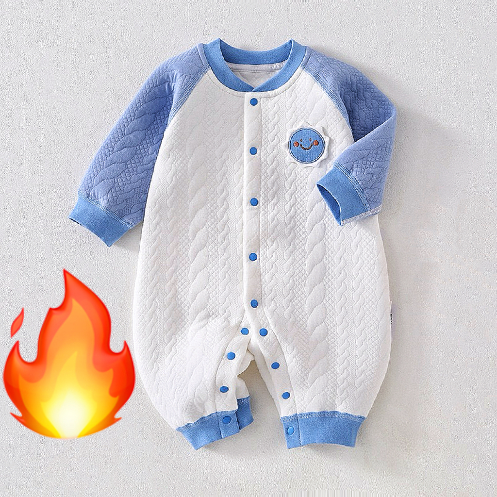 春秋空气棉软糯10-25度外穿打底婴儿连体衣夹棉保暖男女宝宝衣服