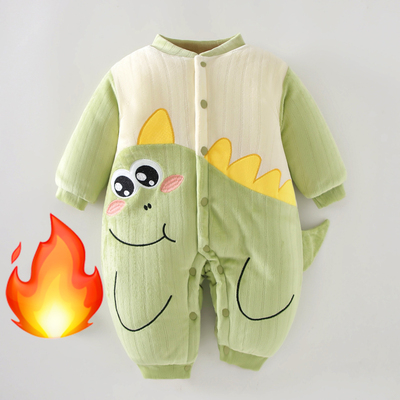 300克夹棉5度外出穿婴儿冬装衣服加厚新生儿连体衣宝宝夹棉服哈衣