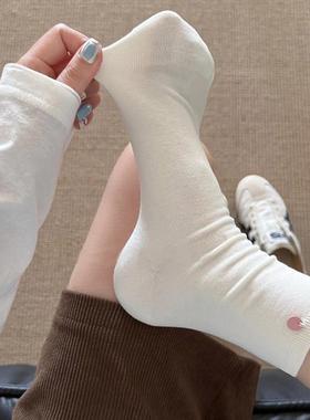 春夏日系奶油风袜子女温柔粉色贝壳扣子ins可爱百搭无骨中筒棉袜