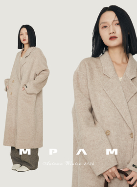 【蜜蜂欢乐社】MPAM骆驼绒中长款外套女秋冬新品大衣