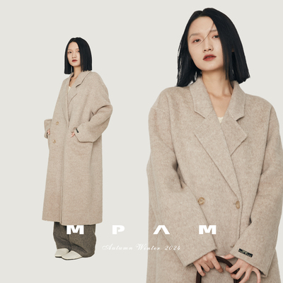 【蜜蜂欢乐社】MPAM骆驼绒中长款外套女秋冬新品大衣