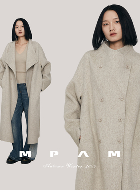 【花花推荐】MPAM设计感宽松中长款毛呢外套女秋冬双面呢羊毛大衣