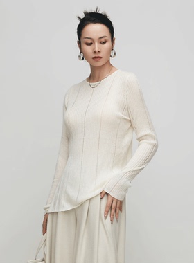 MPAM新品2025新款春夏季薄款圆领修身羊毛针织衫女气质休闲打底衫