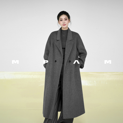 【D哥专享】MPAM中长款绵羊毛大衣隐藏兜宽松秋冬双面呢外套女