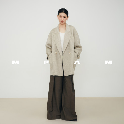 【MPAM】高支2026年秋冬新款宽松中长款双面毛呢大衣女952店铺