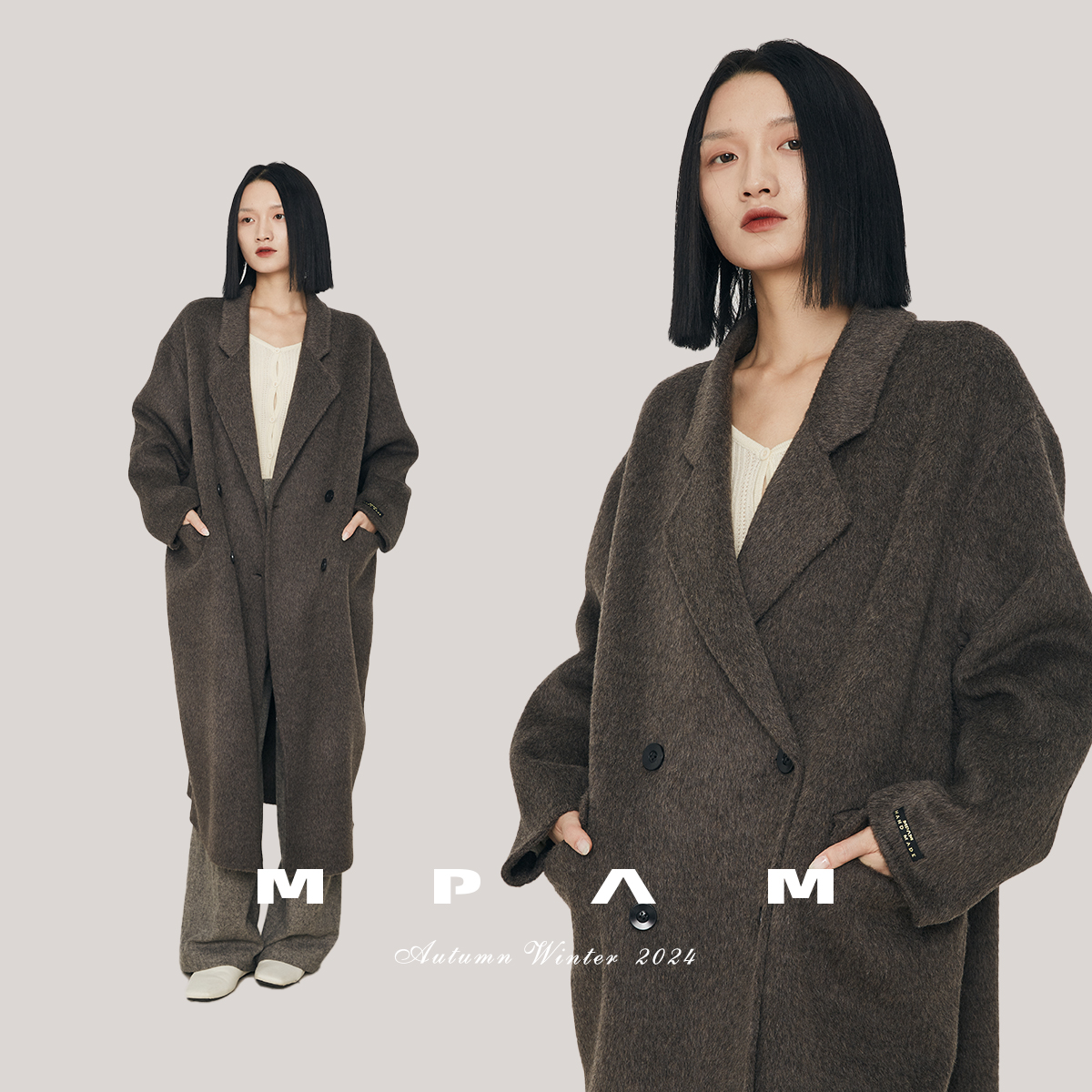 【D哥专享】MPAM骆驼绒中长款外套女秋冬新品大衣