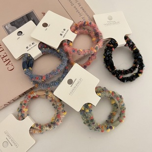 糖果杂色毛线缠绕发圈 少女心彩色毛绒发绳女森系扎头发皮筋仙美