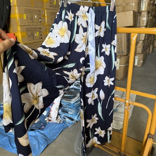 夏季绵绸灯笼裤女士加肥加大运动裤宽松人造棉睡裤棉绸居家长裤